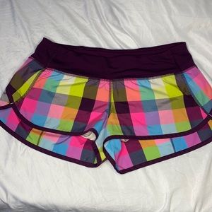 lululemon athletica shorts size 6 multi-color checkered